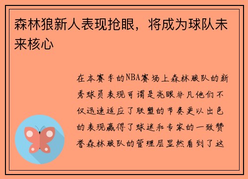 森林狼新人表现抢眼，将成为球队未来核心